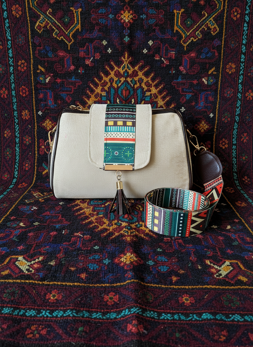 Handcrafted Jute Sling Bag - Ethnic Boho Crossbody Bag