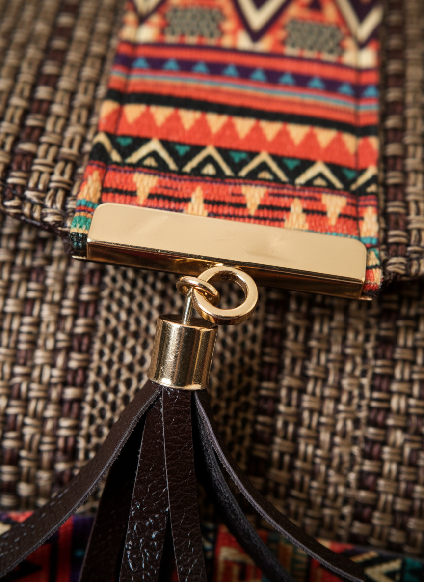 Handcrafted Jute Sling Bag - Ethnic Boho Crossbody Bag