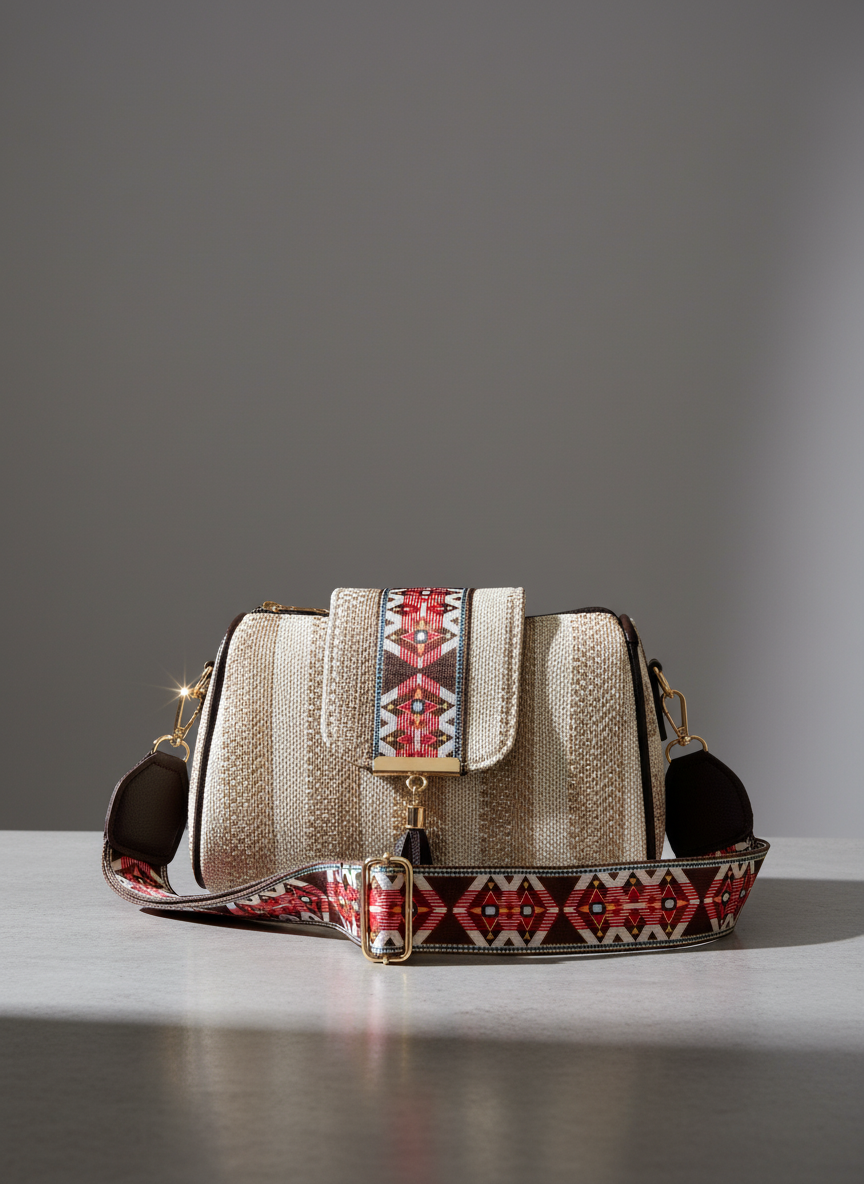 Handcrafted Jute Sling Bag - Ethnic Boho Crossbody Bag