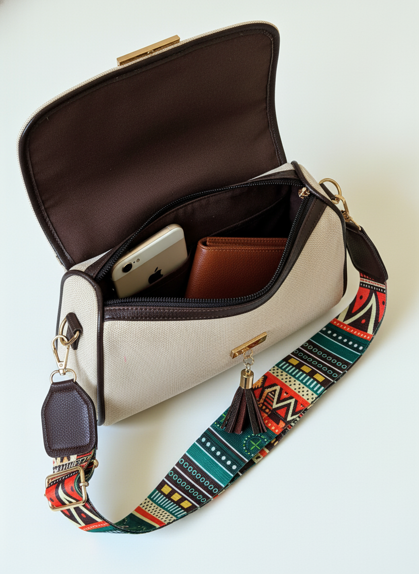 Handcrafted Jute Sling Bag - Ethnic Boho Crossbody Bag