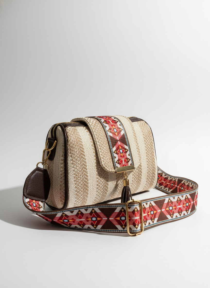Handcrafted Jute Sling Bag - Ethnic Boho Crossbody Bag