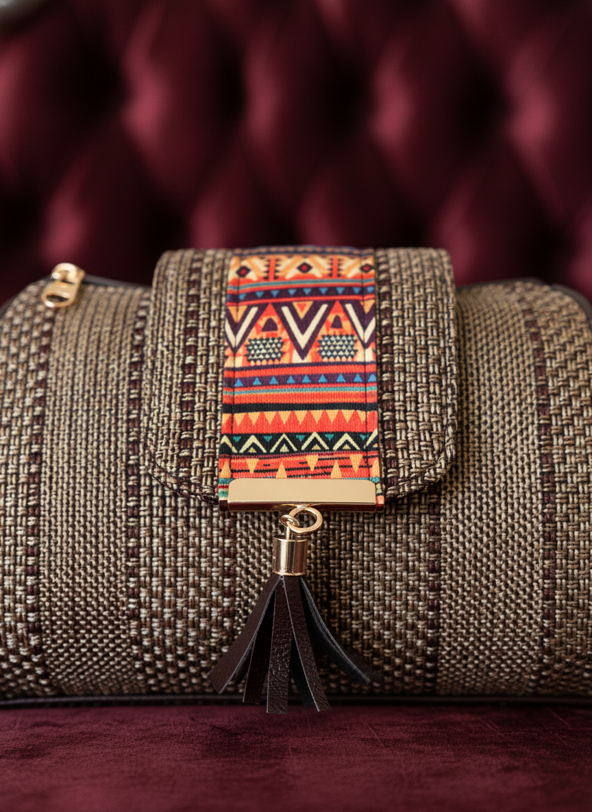 Handcrafted Jute Sling Bag - Ethnic Boho Crossbody Bag