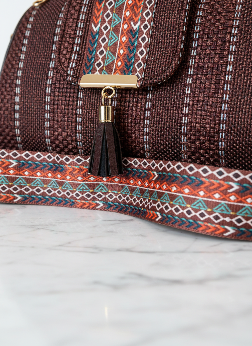 Handcrafted Jute Sling Bag - Ethnic Boho Crossbody Bag