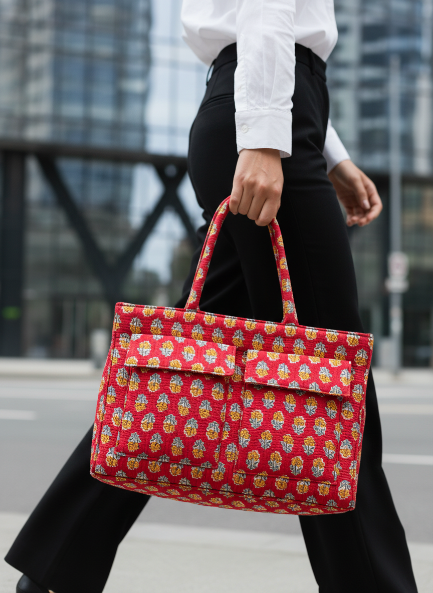 Bisha Handcrafted Block Print Style Tote